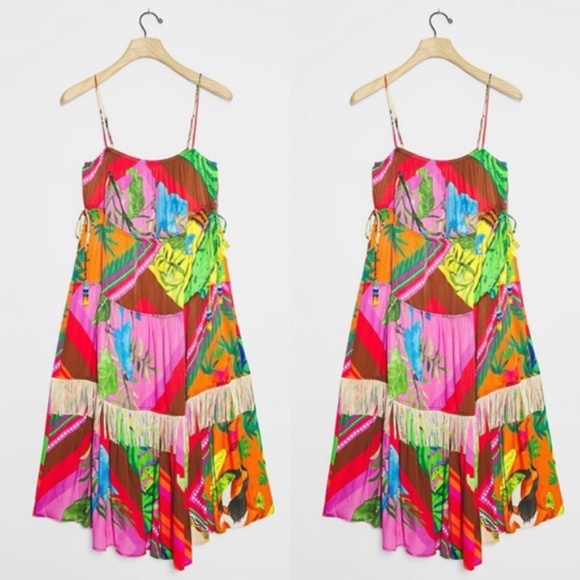 Anthropologie Dresses & Skirts - Anthropologie Farm Rio Palila Fringed Midi Dress